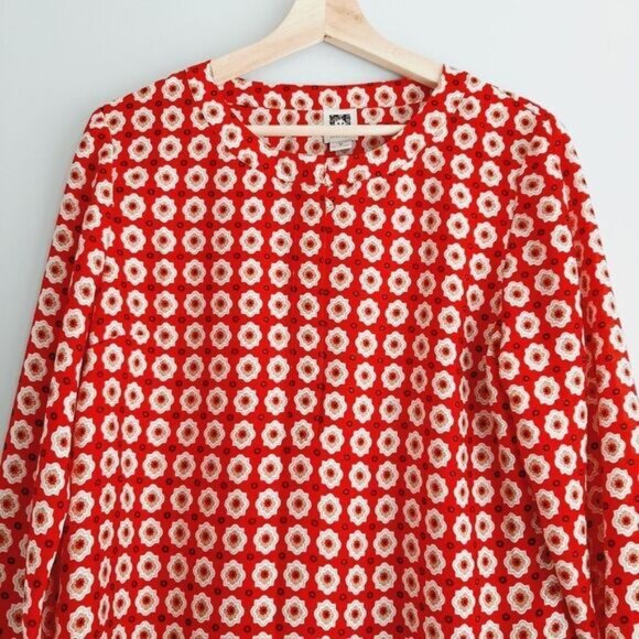 ANNE KLEIN Colorful Boho Floral Border Print Blouse Sz M Flawed - Picture 2 of 12